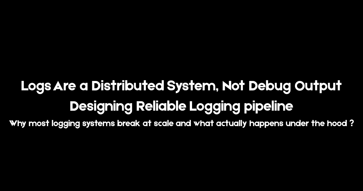Logs Are a Distributed System, Not Debug Output: Designing Reliable Logging Pipeline